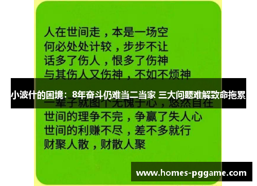 小波什的困境：8年奋斗仍难当二当家 三大问题难解致命拖累